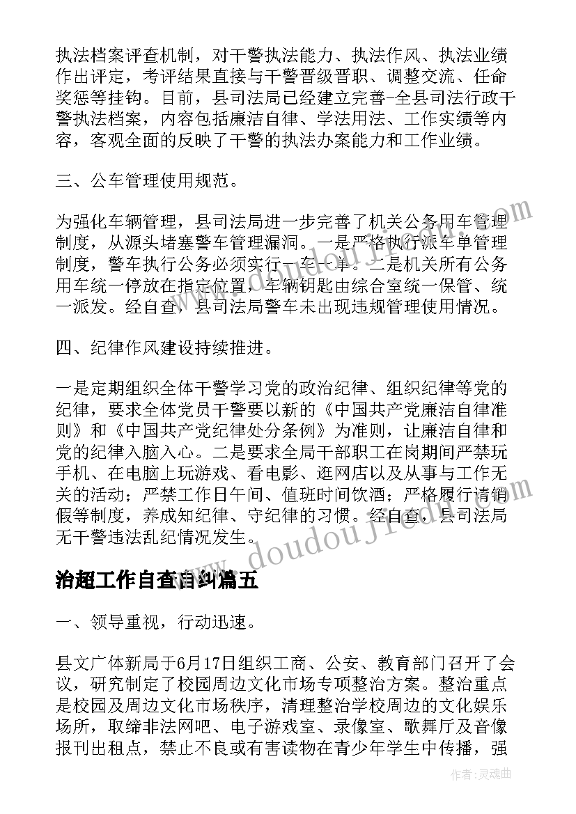 治超工作自查自纠 专项整治工作自查报告(优秀5篇)