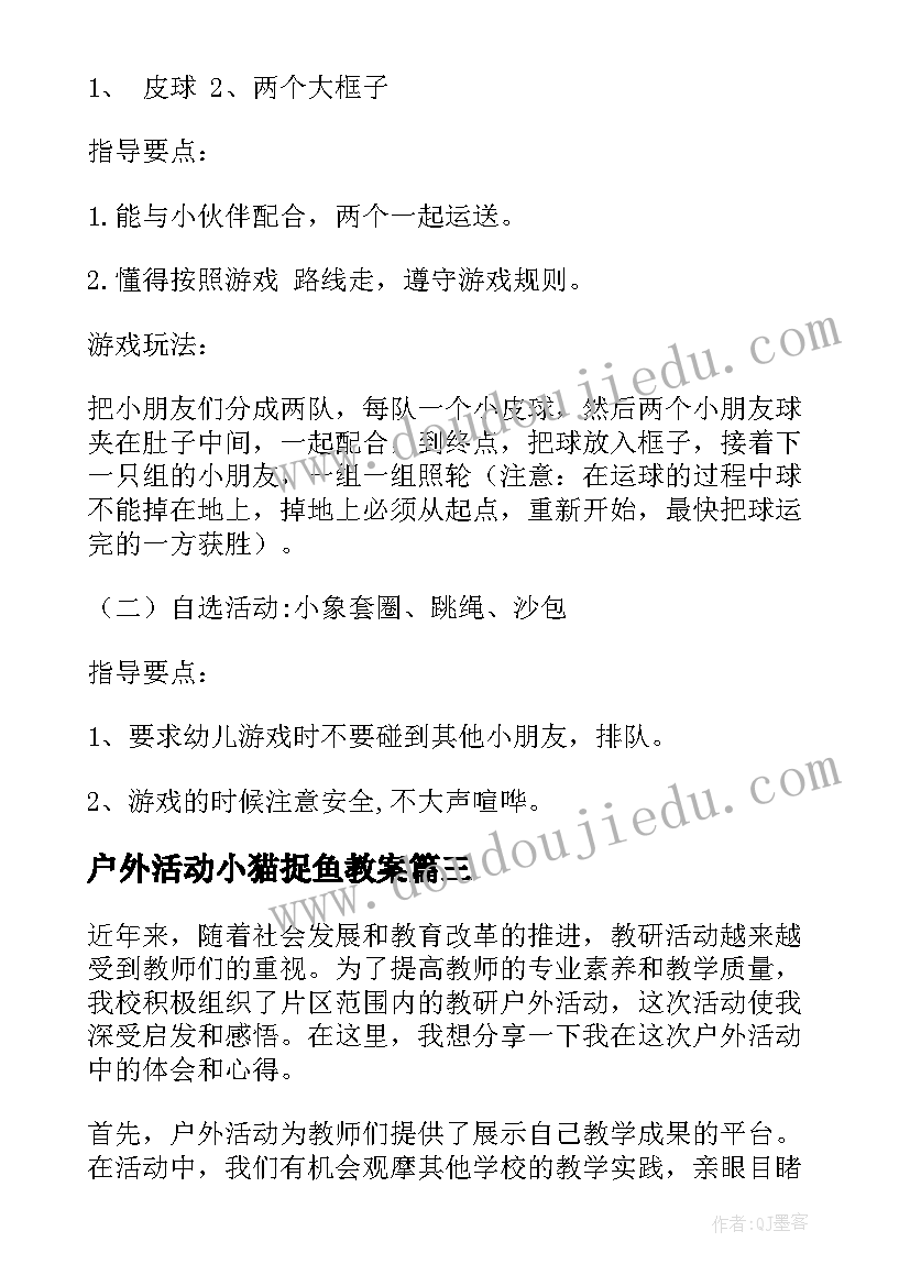 最新户外活动小猫捉鱼教案(优秀6篇)