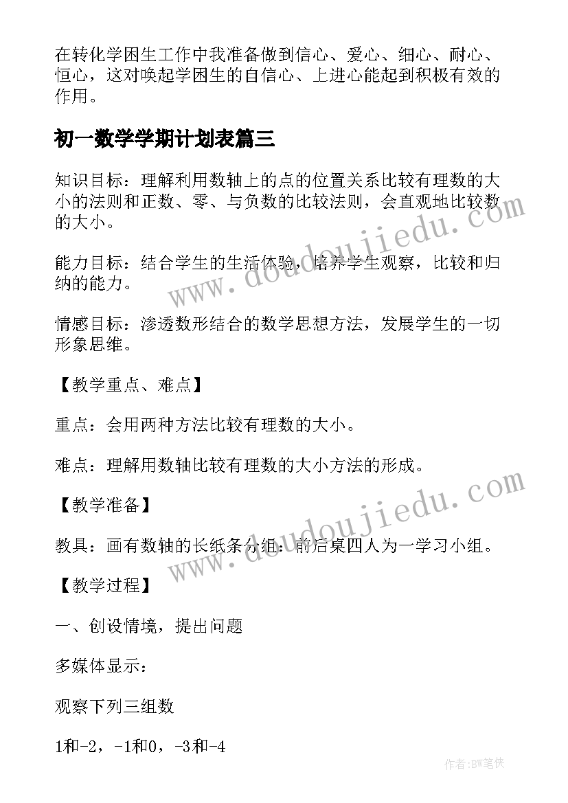 最新初一数学学期计划表 初一数学期末复习计划(精选5篇)