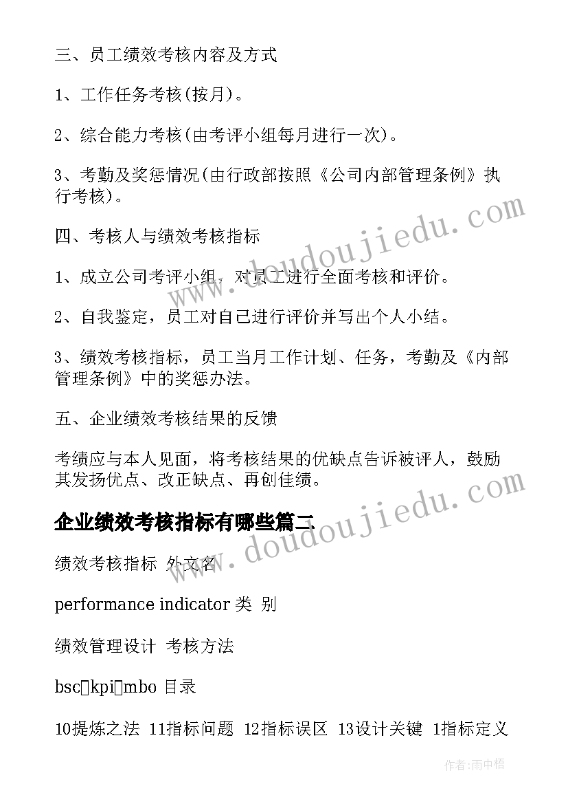 最新企业绩效考核指标有哪些 企业员工绩效考核方案(实用5篇)