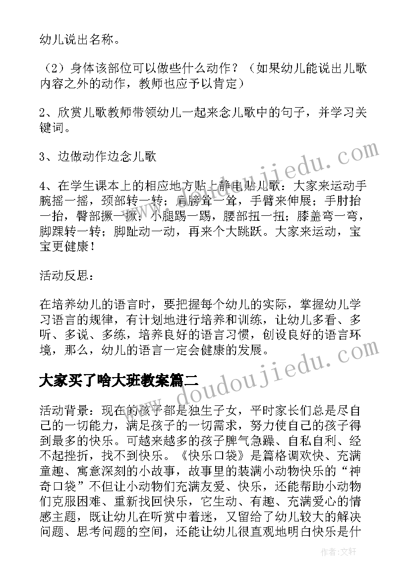 最新大家买了啥大班教案 大班语言课教案及教学反思大家来听听(优质5篇)