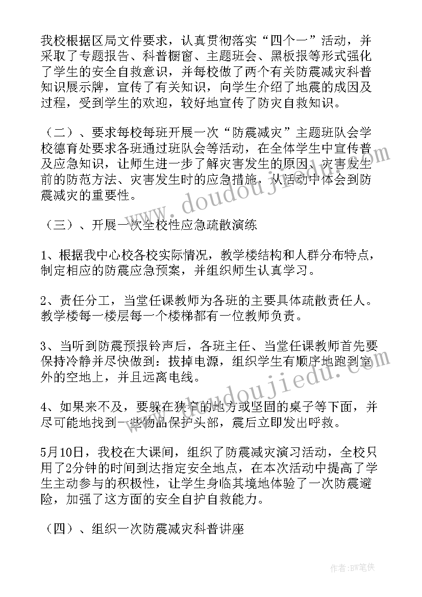 防震减灾活动总结小学 防震减灾的活动总结(实用6篇)