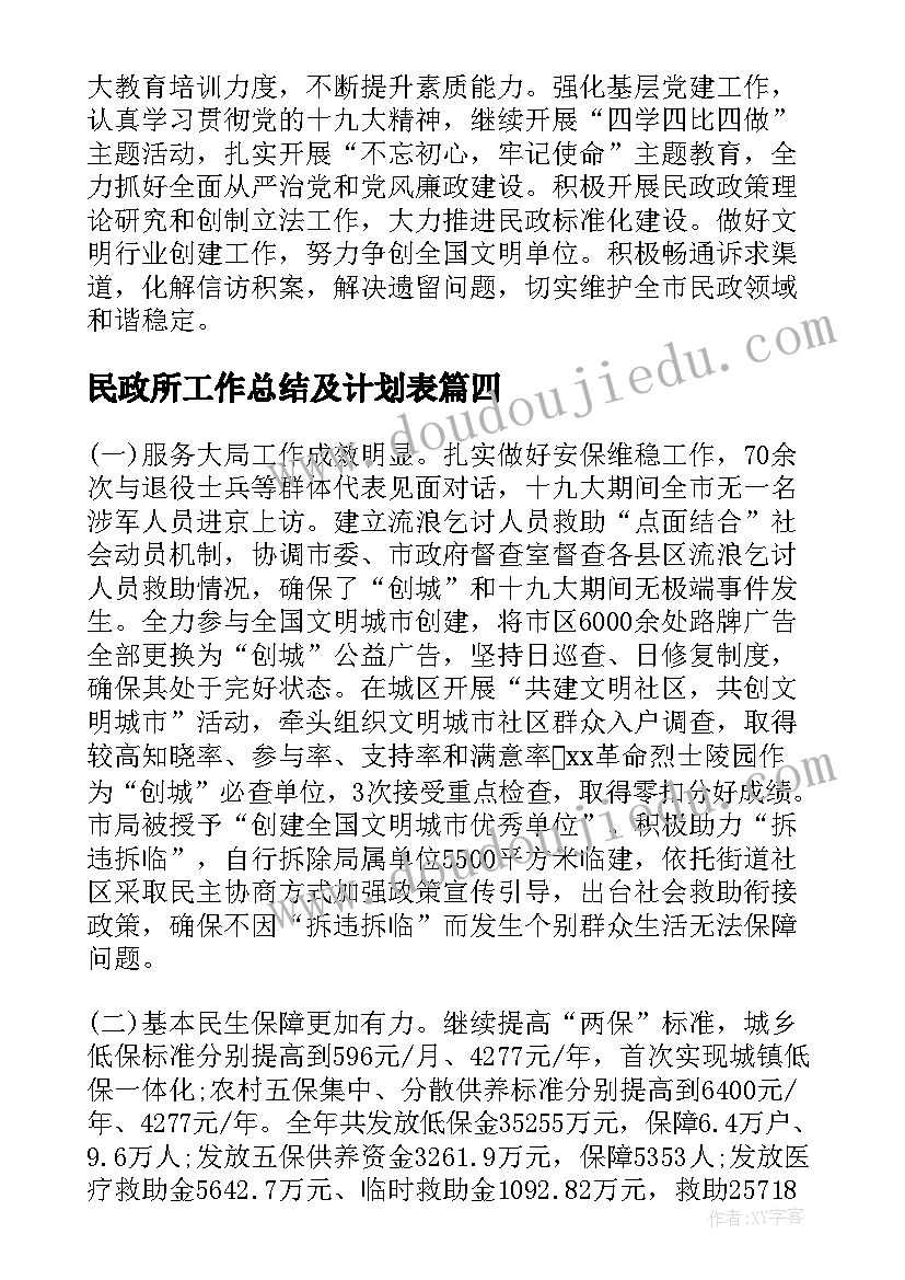 最新民政所工作总结及计划表 民政局工作总结和工作计划(优质6篇)