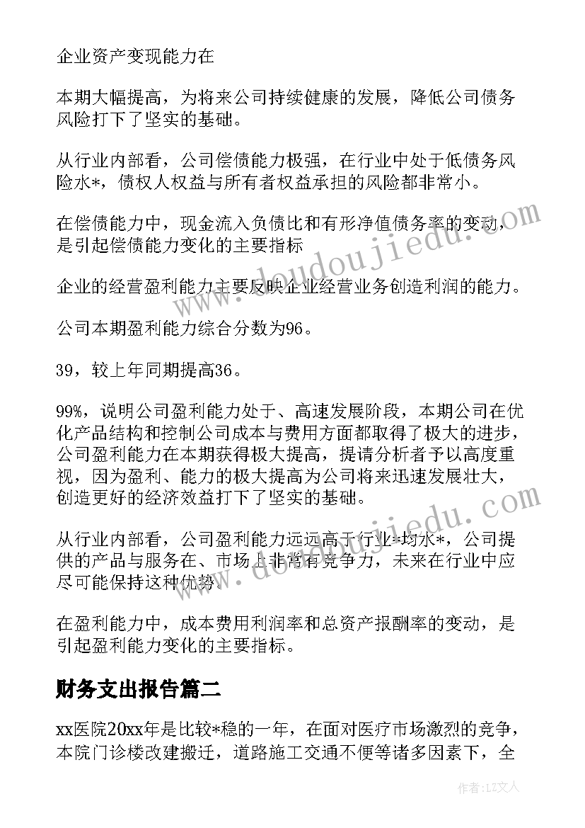 财务支出报告(精选5篇)