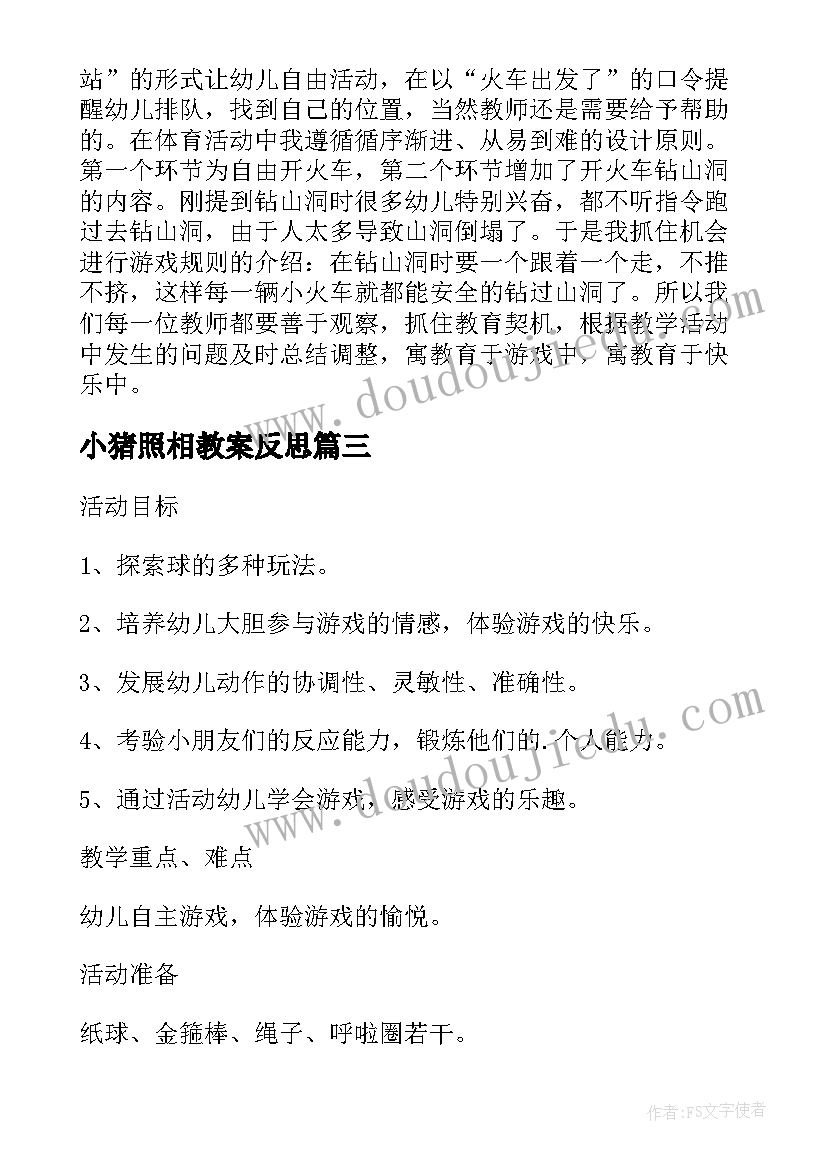 小猪照相教案反思(模板5篇)