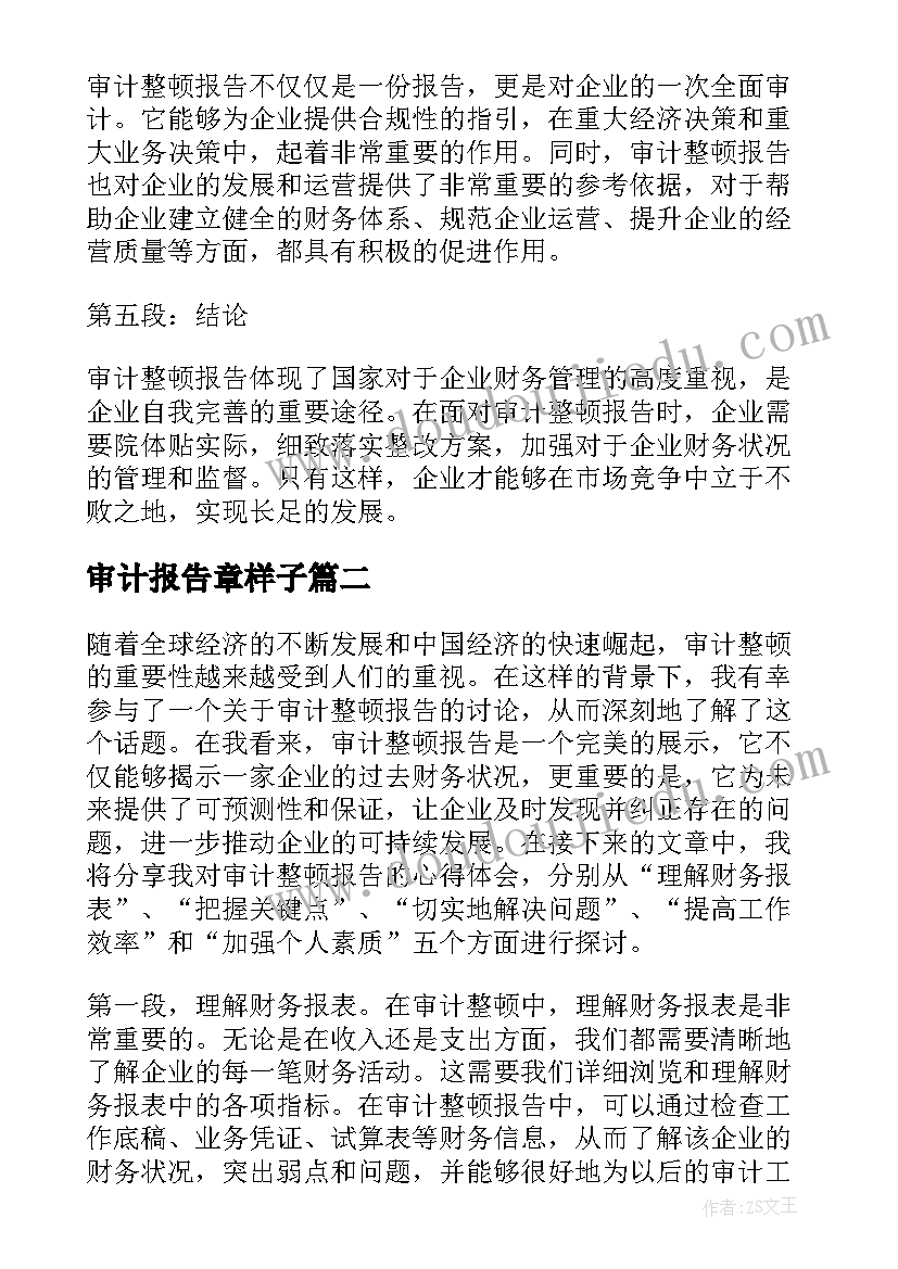 2023年审计报告章样子(优秀6篇)