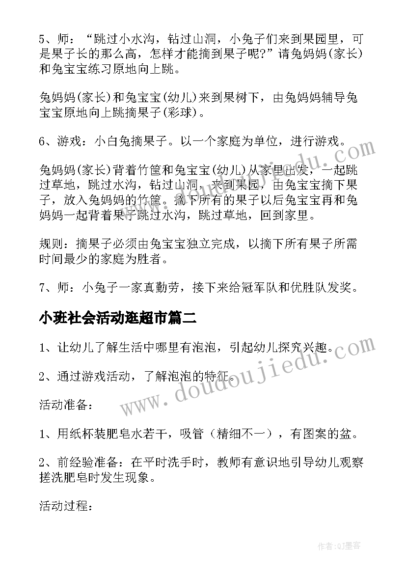 小班社会活动逛超市 幼儿园小班科学教学活动方案(通用7篇)