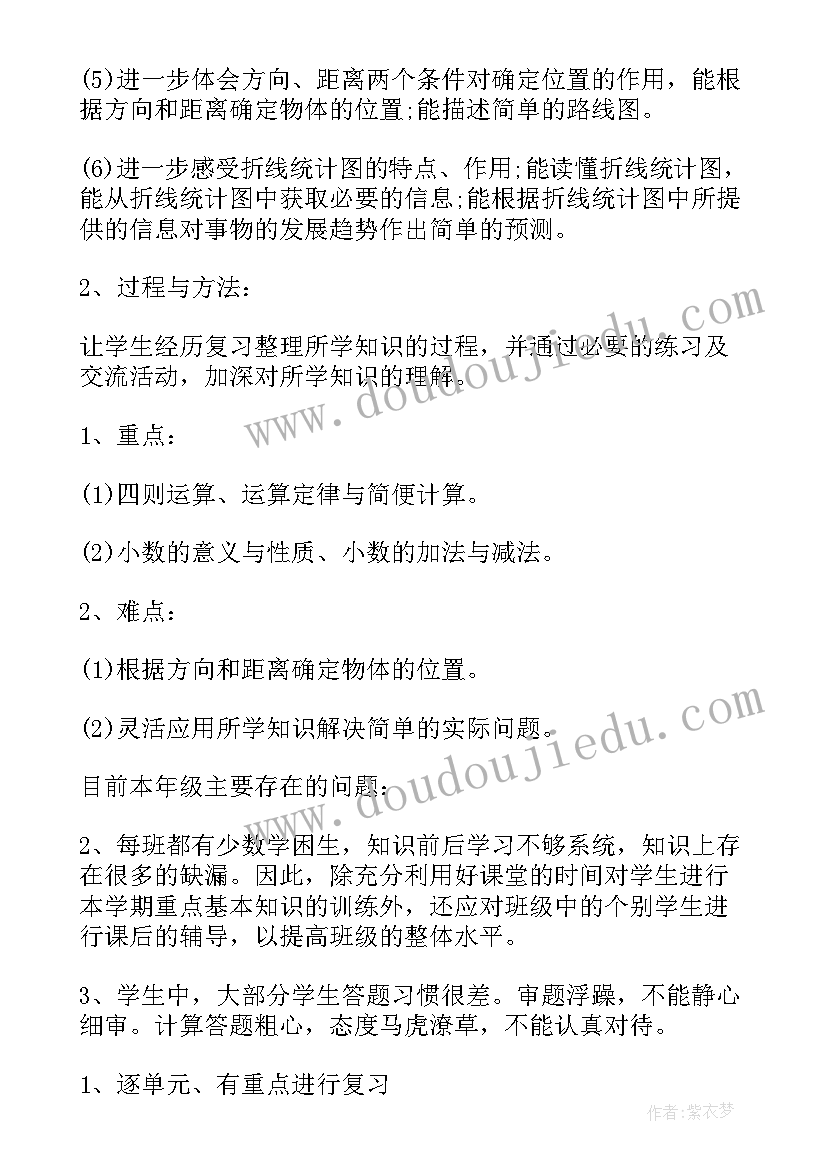 最新人教版小学五下数学教学计划(通用7篇)