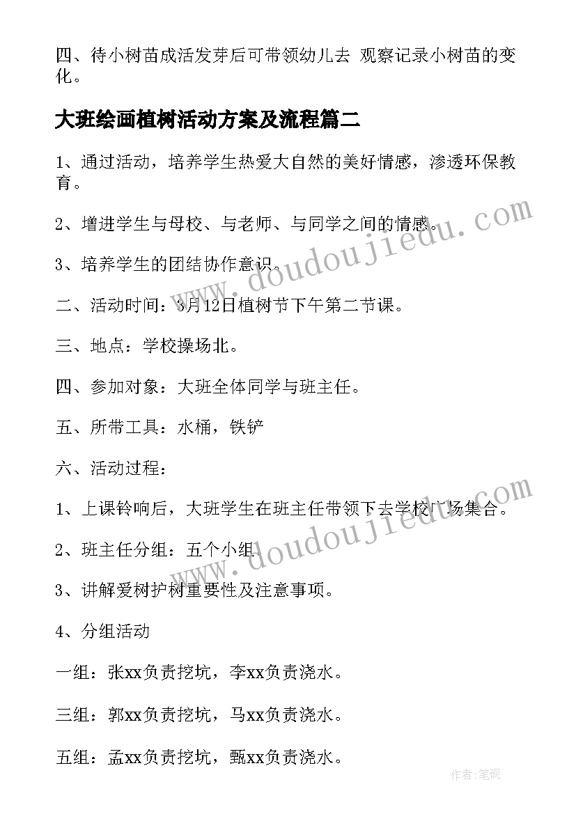 2023年大班绘画植树活动方案及流程 大班植树节活动方案(大全5篇)