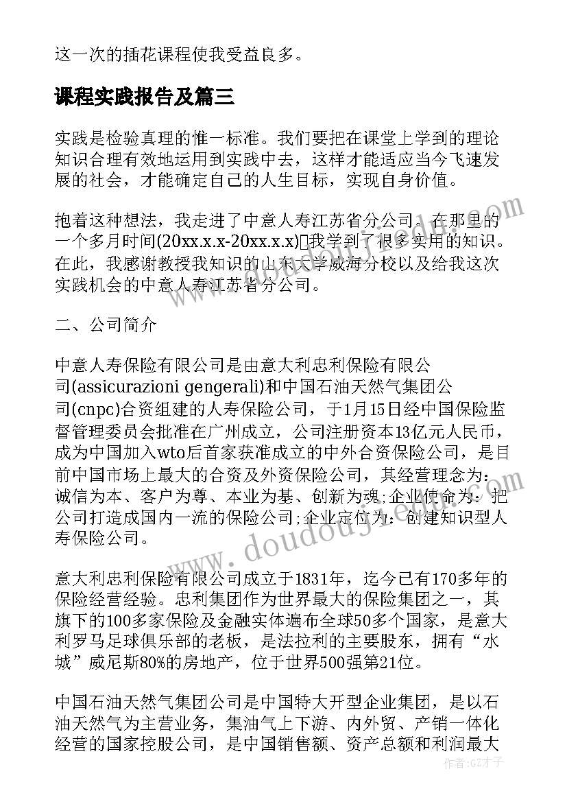 最新课程实践报告及(优质5篇)