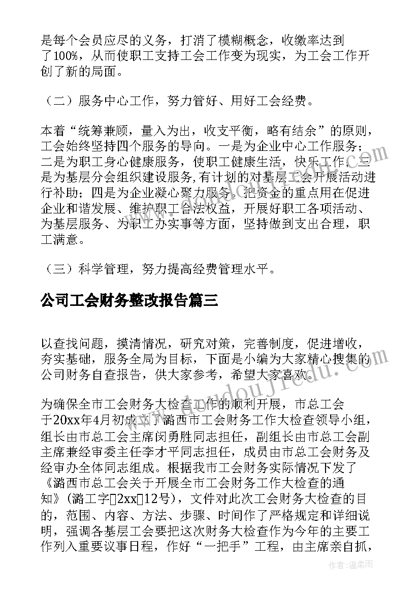 公司工会财务整改报告(汇总5篇)