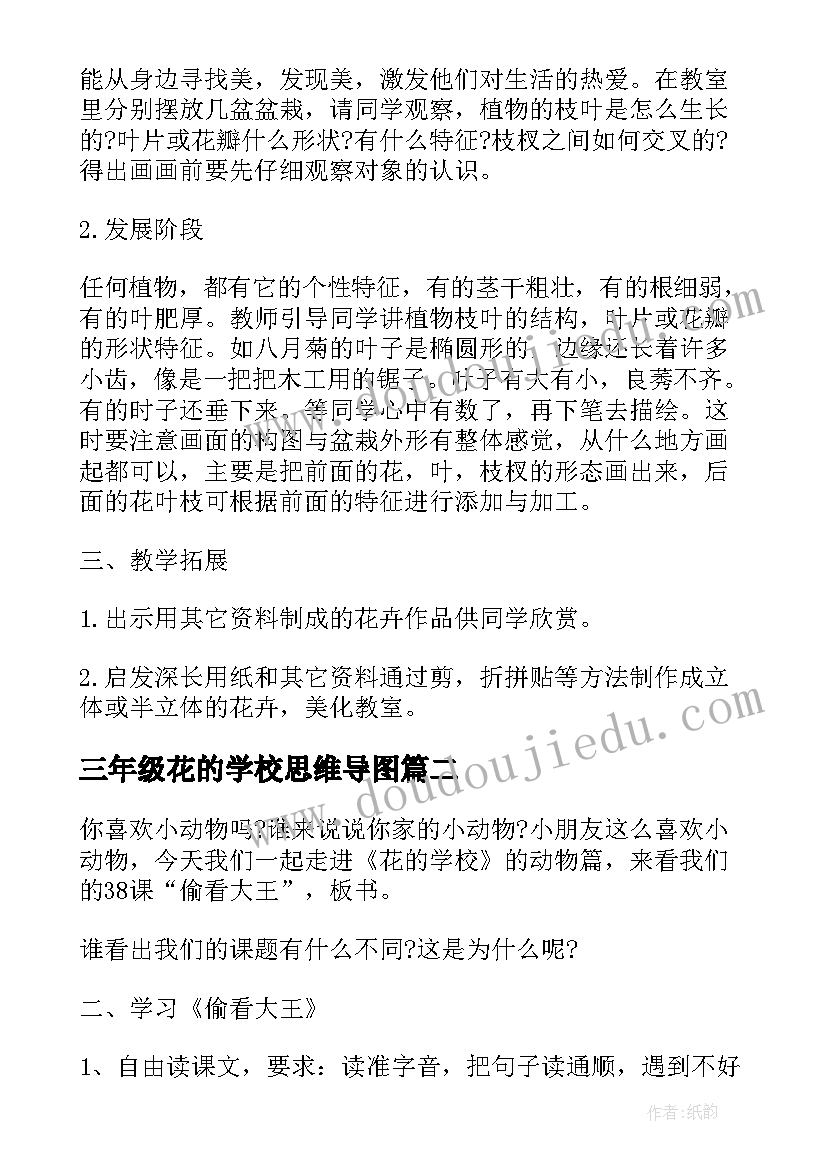 2023年三年级花的学校思维导图 三年级课文花的学校教案可参照(优质5篇)