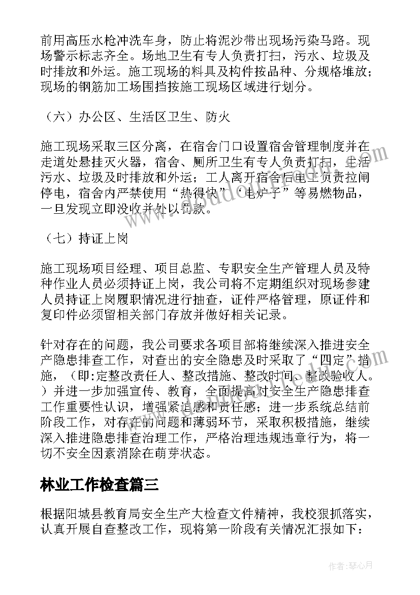 林业工作检查 学校安全生产大检查工作自查报告(大全5篇)