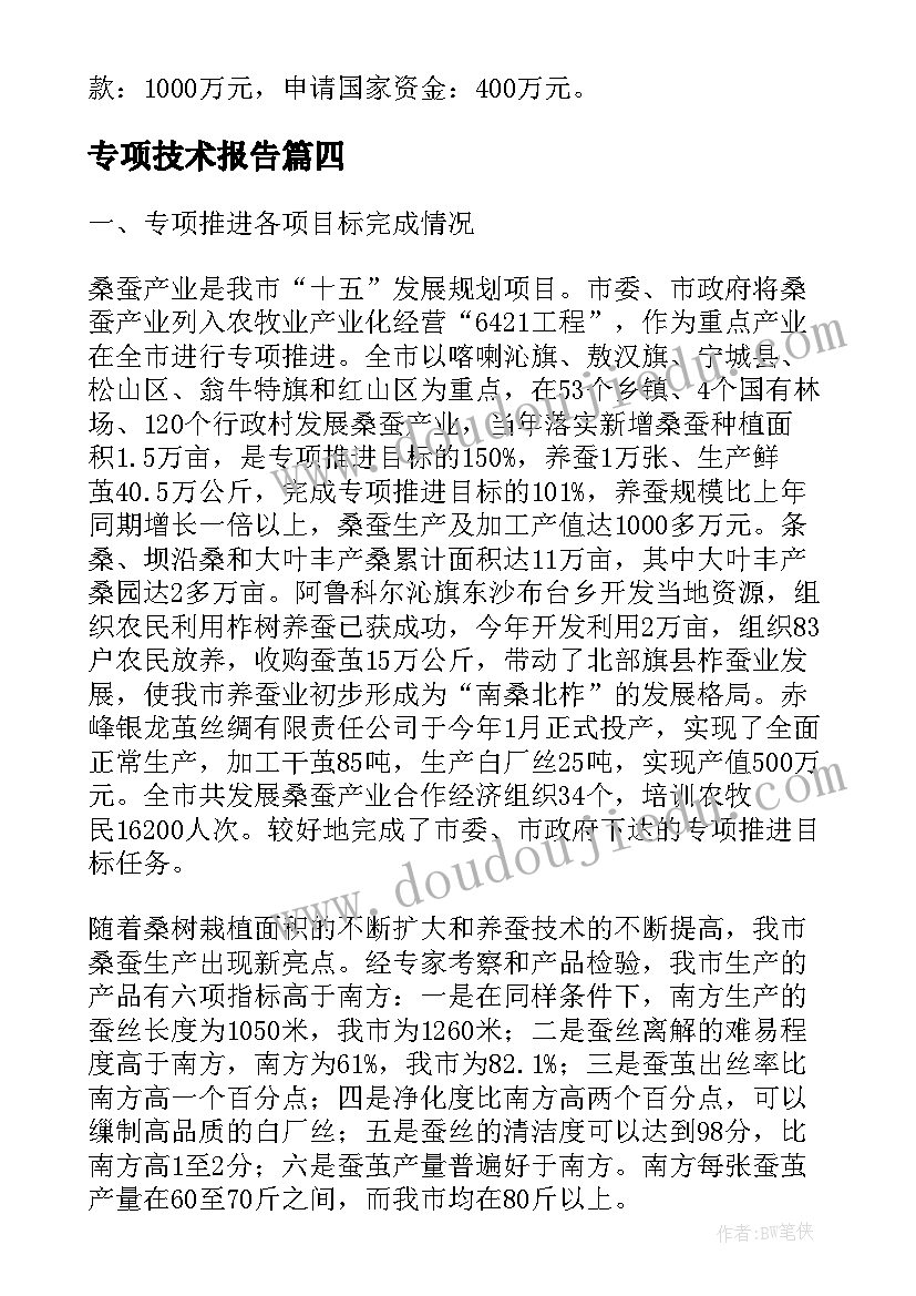 最新专项技术报告(优秀5篇)