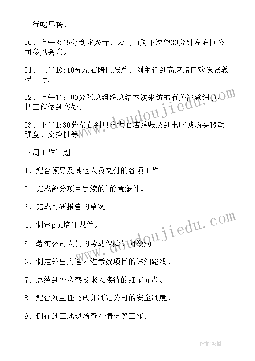 2023年一周总结下周计划英语(实用5篇)