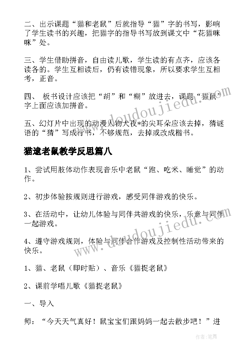 2023年猫逮老鼠教学反思(精选8篇)