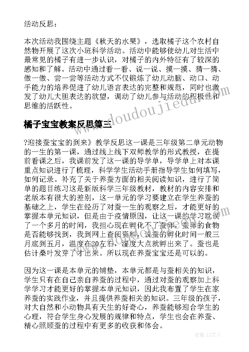 橘子宝宝教案反思(精选8篇)