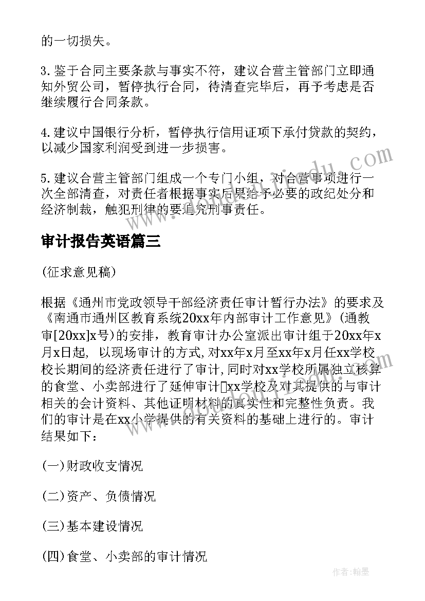 2023年审计报告英语(大全7篇)