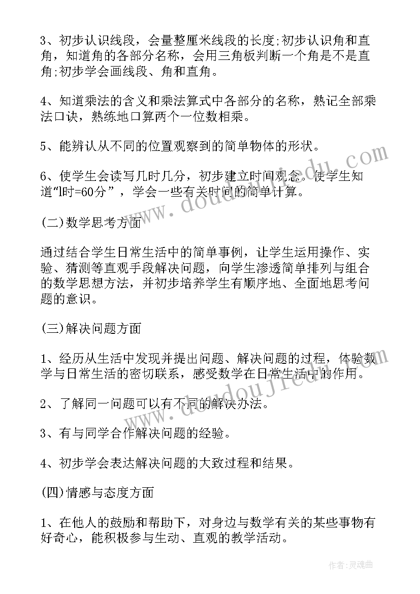 2023年二年级数学教学计划进度表和落款 二年级数学教学计划(优秀5篇)