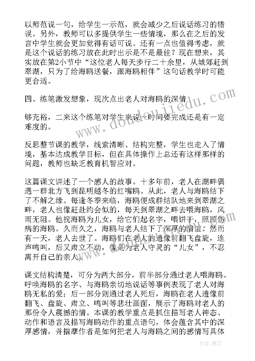 2023年老人与海教学设计第二课时 老人与海鸥教学反思(优质8篇)