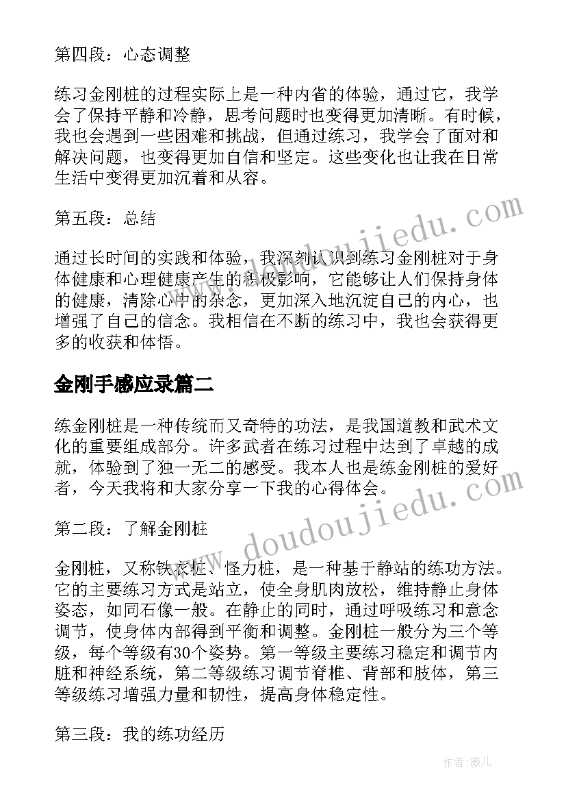 2023年金刚手感应录 练金刚桩心得体会(优秀10篇)