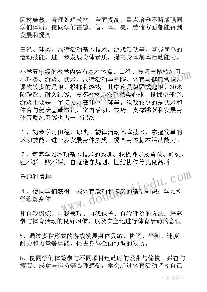 小学体育个人教学工作计划(精选5篇)