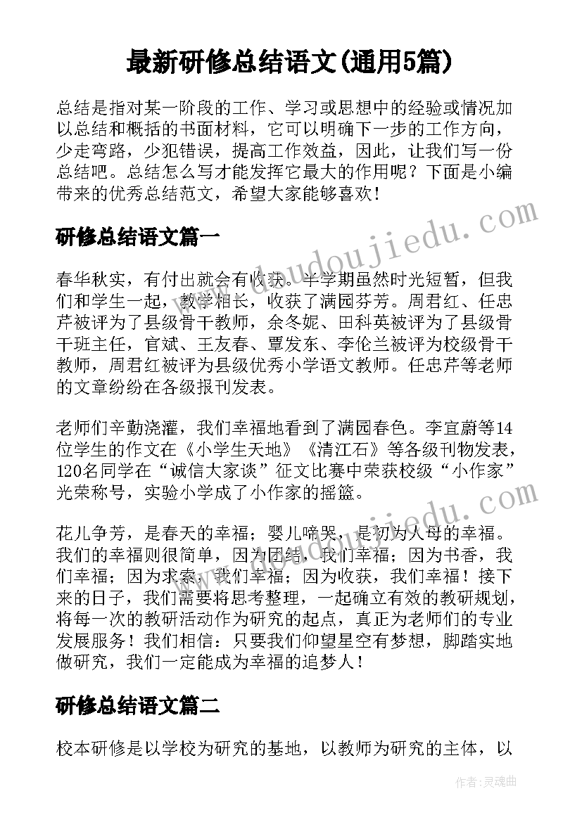 最新研修总结语文(通用5篇)