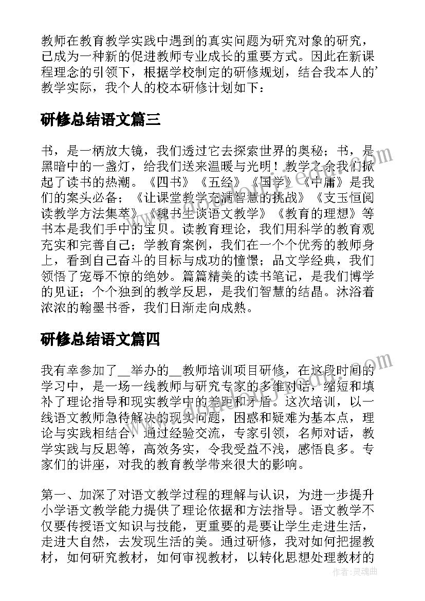 最新研修总结语文(通用5篇)