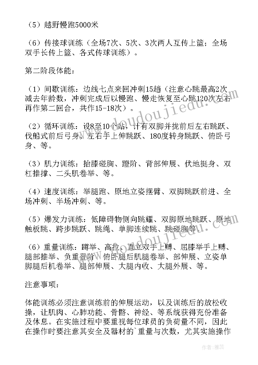 最新篮球月训练计划总结 篮球训练计划书(优秀9篇)