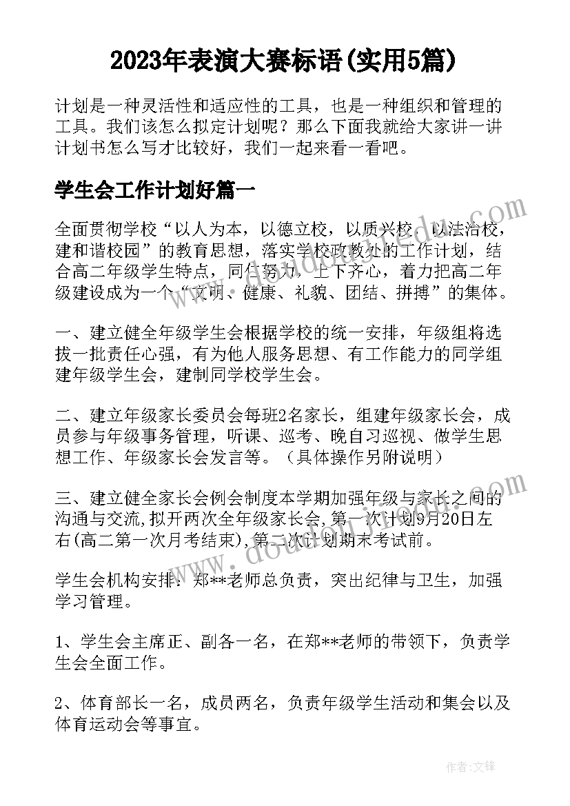 2023年表演大赛标语(实用5篇)