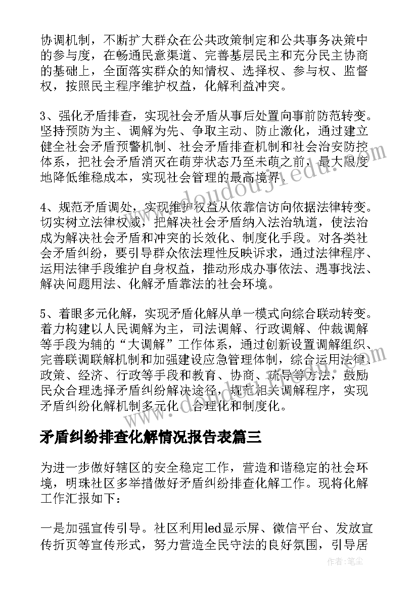 矛盾纠纷排查化解情况报告表 涉疫情矛盾纠纷排查化解工作情况汇报(精选5篇)