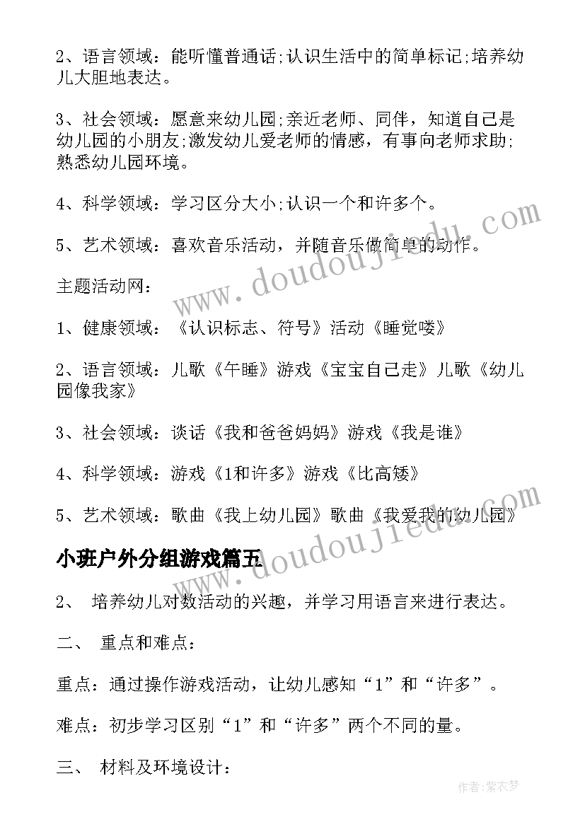 2023年小班户外分组游戏 六一活动小班心得体会(大全8篇)