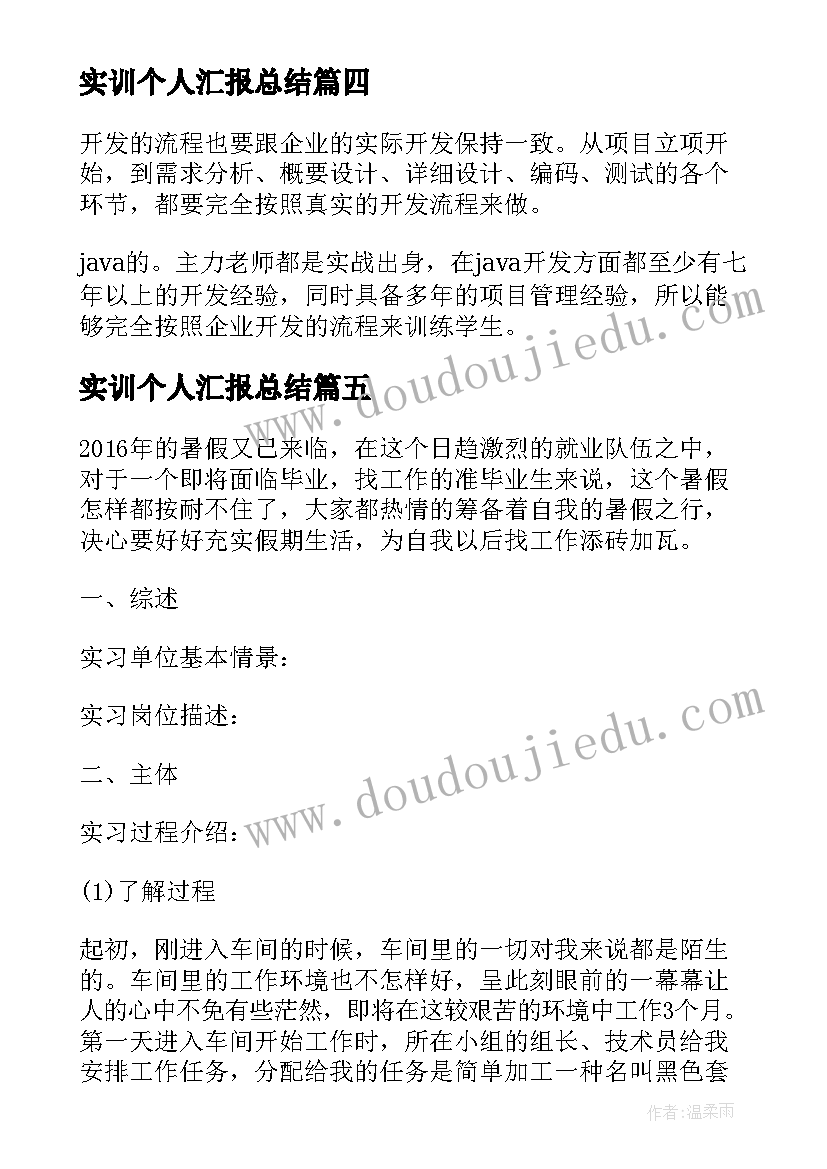 2023年实训个人汇报总结 销售实训个人总结报告(精选5篇)