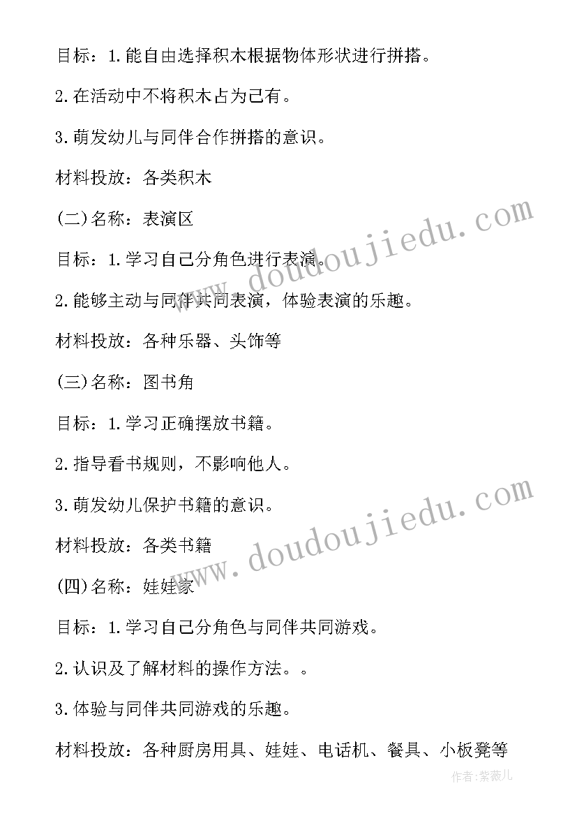 2023年托班区角活动记录表 托班区域活动计划表(模板5篇)