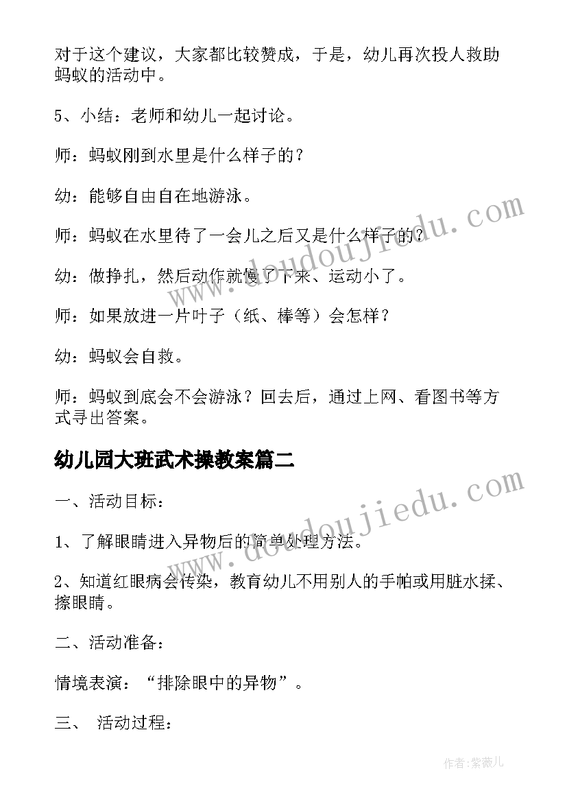 最新幼儿园大班武术操教案 幼儿园大班教案集锦(优质6篇)