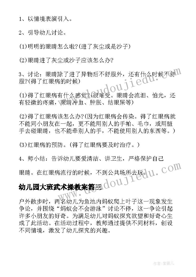 最新幼儿园大班武术操教案 幼儿园大班教案集锦(优质6篇)