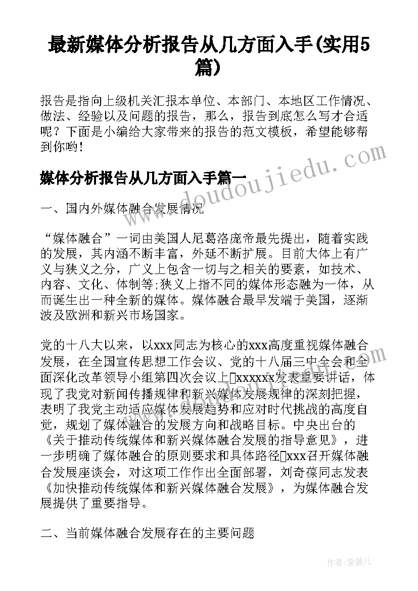 最新媒体分析报告从几方面入手(实用5篇)