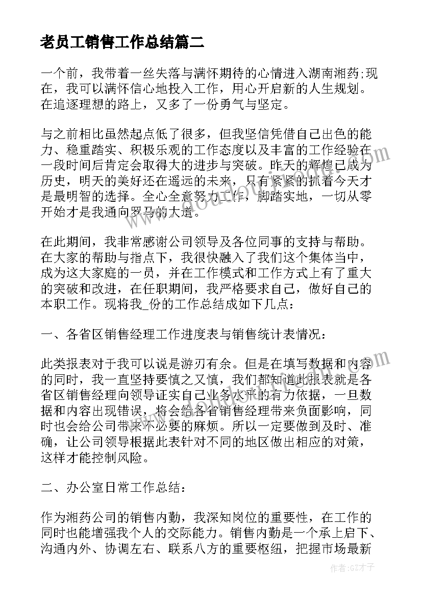 2023年老员工销售工作总结(汇总6篇)