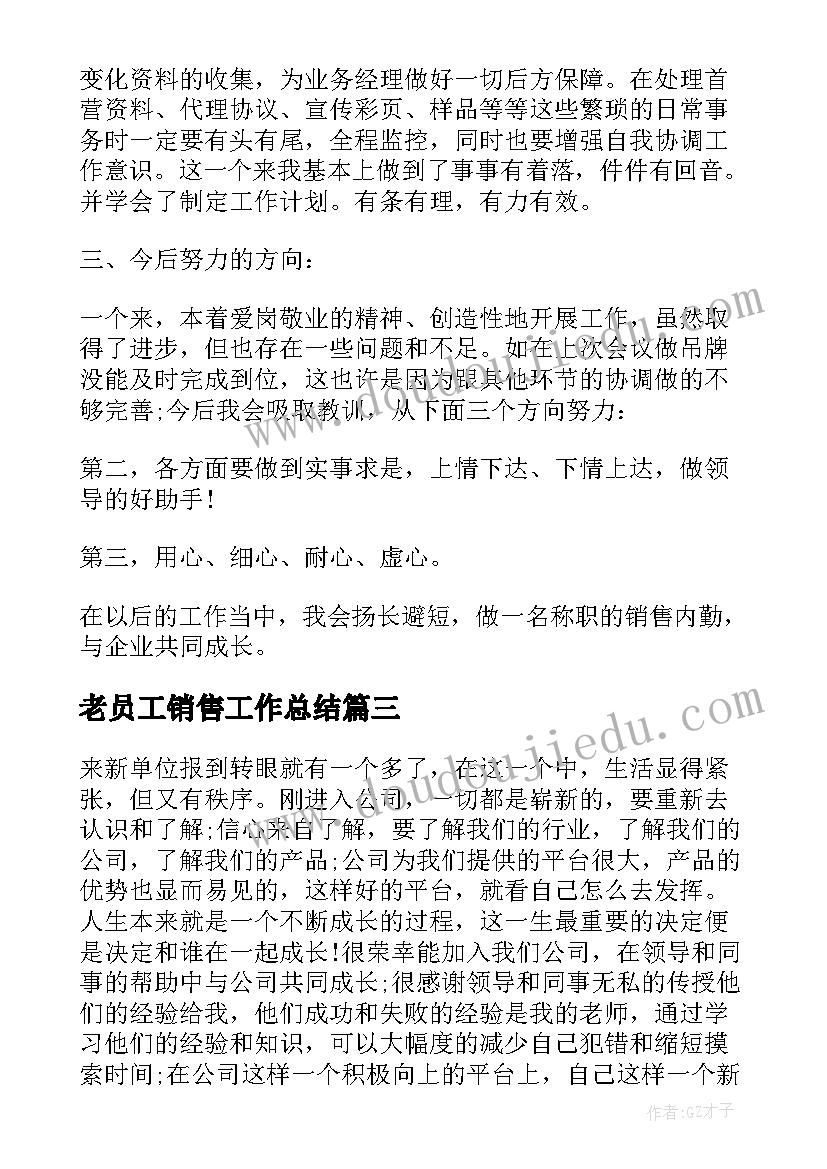 2023年老员工销售工作总结(汇总6篇)