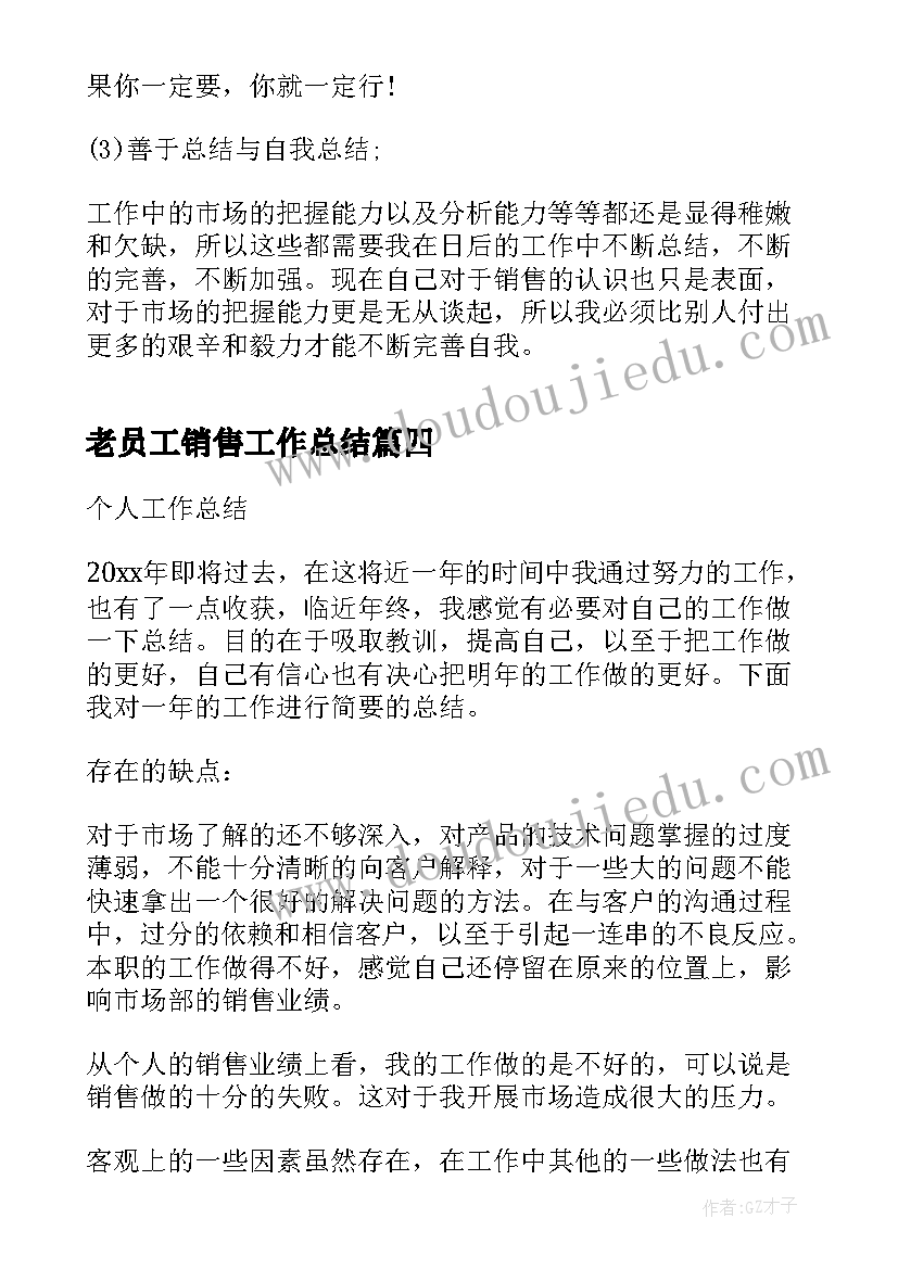 2023年老员工销售工作总结(汇总6篇)