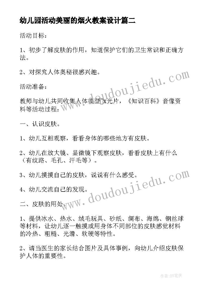 幼儿园活动美丽的烟火教案设计(通用5篇)