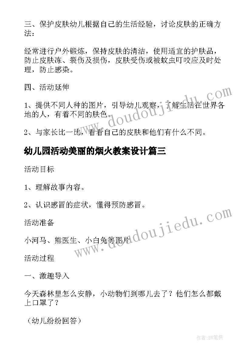 幼儿园活动美丽的烟火教案设计(通用5篇)