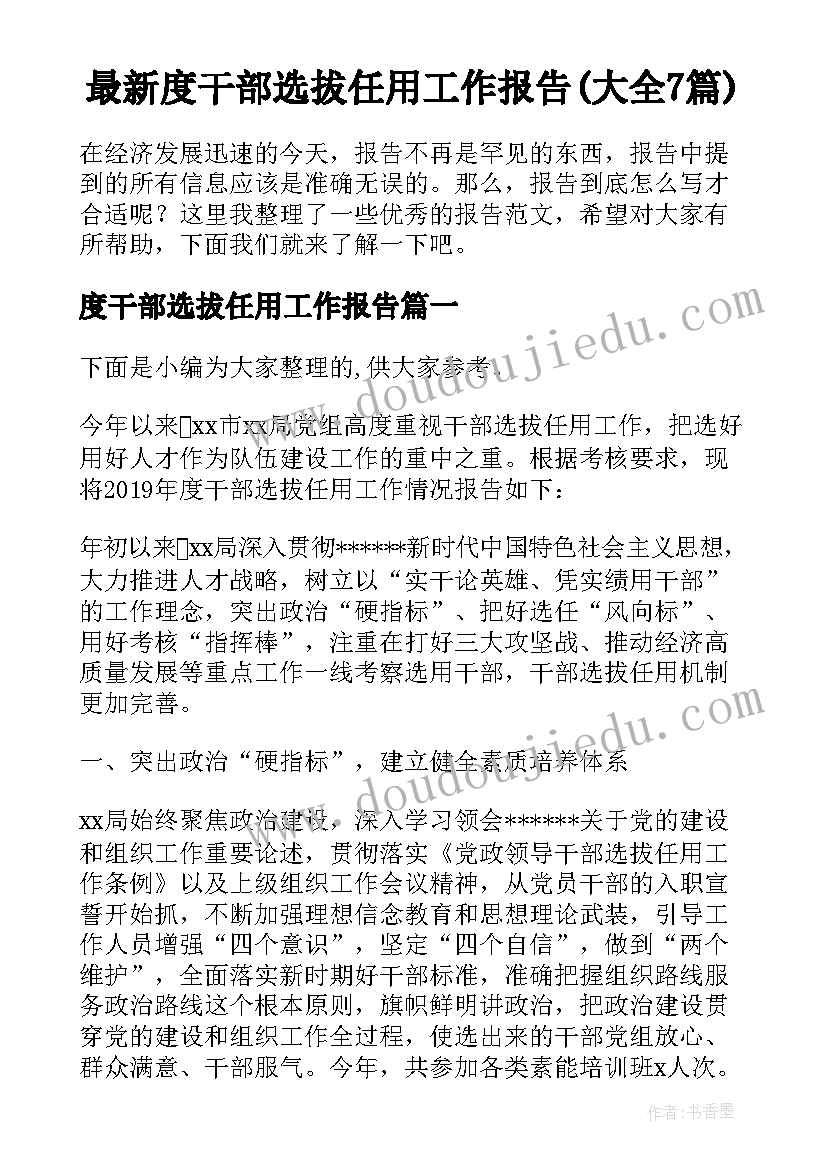 最新度干部选拔任用工作报告(大全7篇)