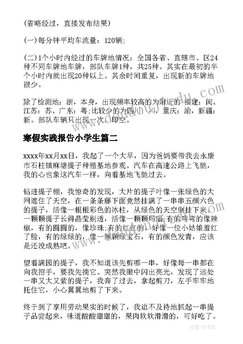 2023年寒假实践报告小学生 小学生寒假社会实践报告(优秀5篇)