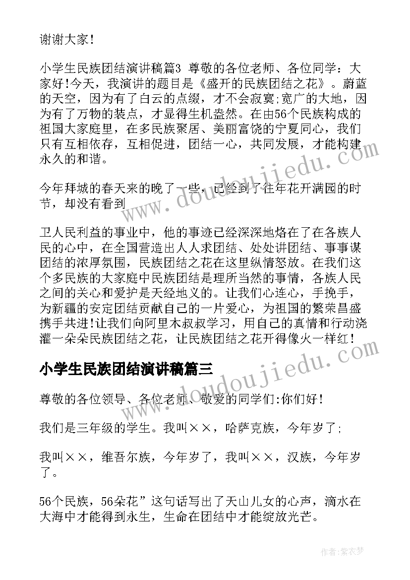 小学生民族团结演讲稿(实用8篇)