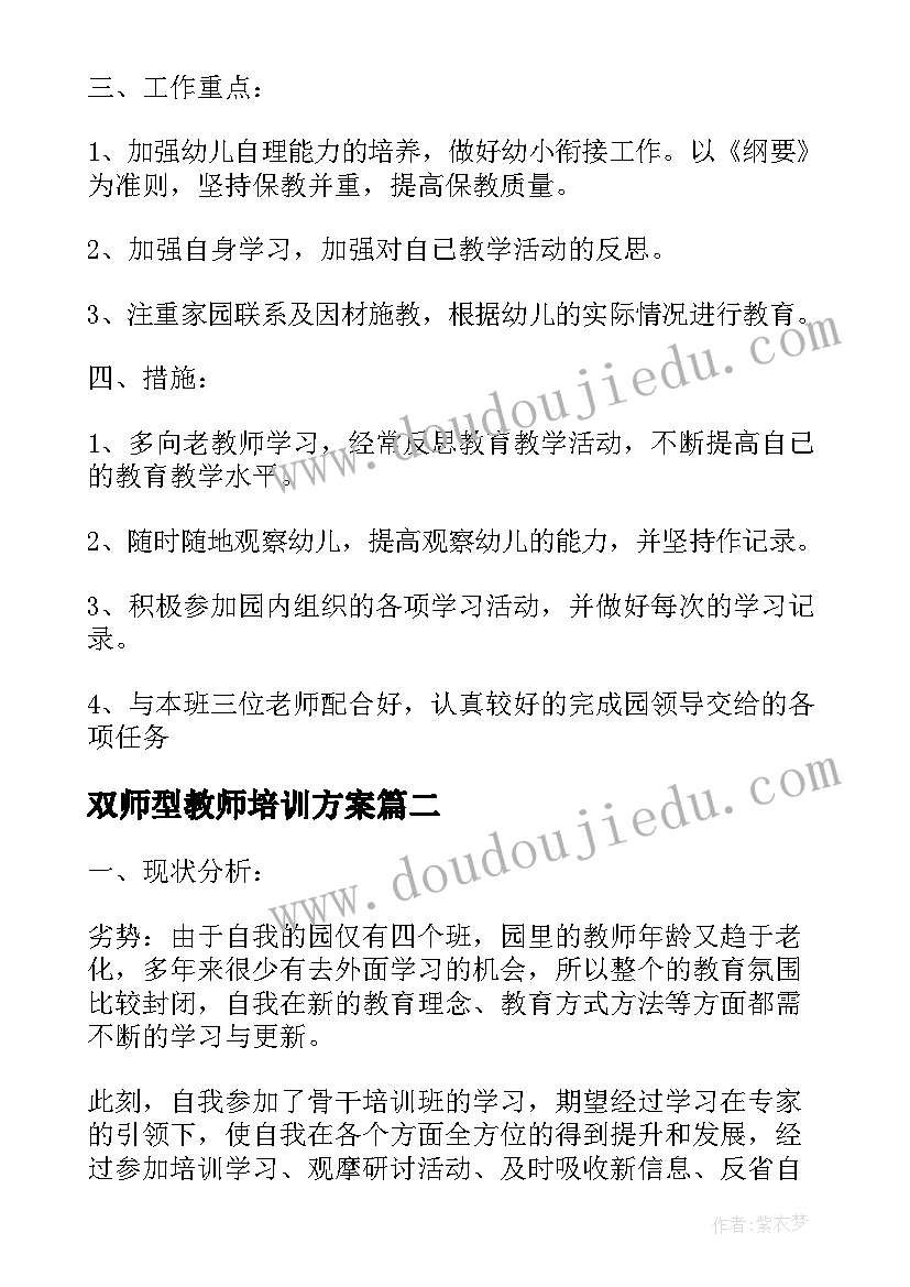 双师型教师培训方案(大全5篇)