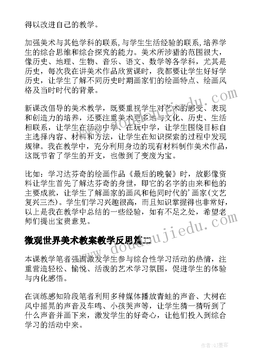 2023年微观世界美术教案教学反思(优质9篇)