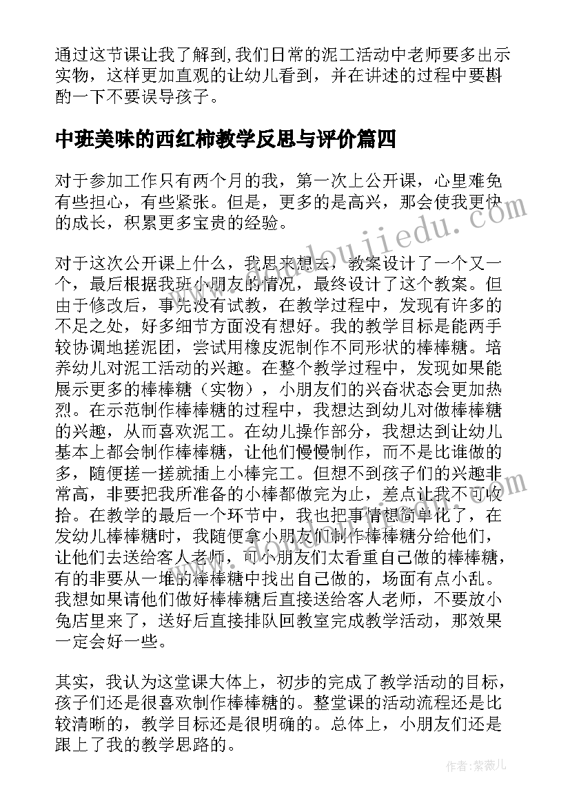 最新中班美味的西红柿教学反思与评价 中班美术活动美味棒棒糖教学反思(优秀5篇)