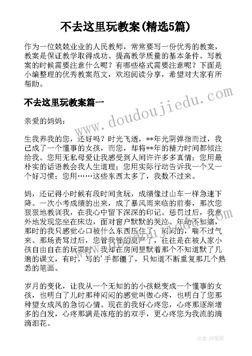 不去这里玩教案(精选5篇)