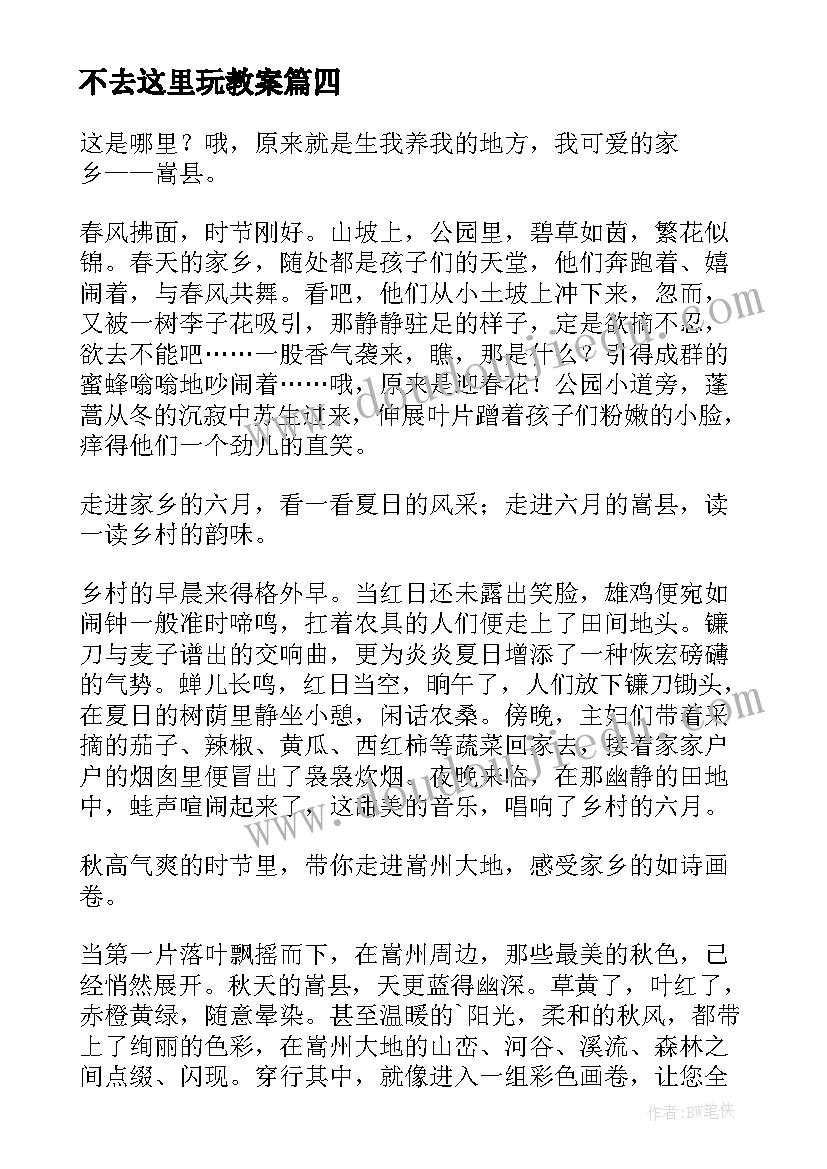 不去这里玩教案(精选5篇)